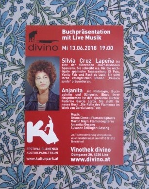flyer buchpräsentation mit live musik divino linz